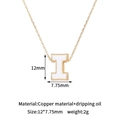 Detailed size view of gold-plated letter I pendant with white dripping oil enamel - I-Single Pendant