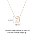 Detailed view of 14K gold-plated letter J pendant with white enamel and size specs - J-Single Pendant
