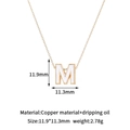 Detailed view of 14K gold-plated letter M pendant with size and weight dimensions - M-Single Pendant
