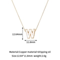 Detail of 14K gold plated letter W charm with white enamel and 12.6mm size markings - W-Single Pendant