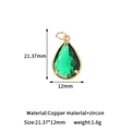 Colgante de gota verde esmeralda en cobre con circón y borde dorado perlado - Forma de gota de agua / Dorado (H-13617 Verde)