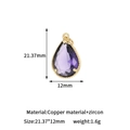 Violetter Tropfenanhänger aus Zirkonia mit vergoldeter Kupferfassung für DIY-Schmuck - Gold (H-13617 Lila)