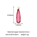 14K vergoldeter tropfenförmiger roter Zirkon-Anhänger für DIY-Schmuck mit Maßen - Gold (H-13630 Rot)