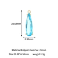 Hellblauer Zirkonia-Anhänger in Tropfenform mit vergoldetem Kupferrahmen für DIY-Schmuck - Gold (H-13630 Blau)