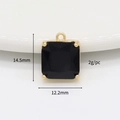 Quadratischer schwarzer Edelsteinanhänger mit goldener Vier-Krallen-Fassung für DIY - Gold (H-13611 Schwarz)