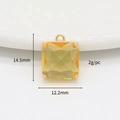 Gelber quadratischer Glasanhänger mit vergoldetem Kupferrahmen für DIY-Schmuckherstellung - Gold (H-13611 Gelb)