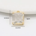 14K Gold gefüllter quadratischer Anhänger mit klarem Edelstein, Größe 14,5x12,2 mm - Gold (H-13611 Weiß)
