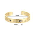 Details zum vergoldeten Armreif mit blauem bösem Blick und Stern-Zirkonia-Akzenten - 14K Gold XZ-361