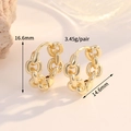 14K gold plated chain link hoop earrings for women with polished 16.6mm twisted design - 14K Gold Cuban Link Style (H-13786)