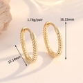 14K gold plated twisted chain hoop earrings with 15mm diameter and lightweight 1.78g fit - 14K Gold Twisted Rope Style (H-13788)