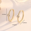 14K gold twisted chain hoop earrings featuring square cubic zirconia stones and sizing - 14K Gold Zircon Twist Style (H-13789)