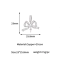 Detail of zircon-encrusted butterfly pendant with precise 23x25.8mm size measurements - Palladium Bowknot (CXL166)