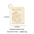 Golden passport-shaped stainless steel pendant with US emblem engraving and loop - Passport Style (GD1014) / Gold
