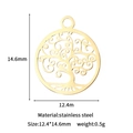 Ciondolo albero della vita in acciaio inossidabile dorato 12,4x14,6mm per DIY - Stile Albero della Vita (GD1019) / Oro