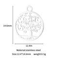 Ciondolo Albero della Vita in acciaio inox argento, tondo traforato, 12,4x14,6 mm - Stile Albero della Vita (GD1019) / Argento