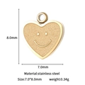 Ciondolo a cuore con sorriso dorato in acciaio inossidabile, charm DIY 7x8mm - Stile Mini Cuore Sorriso (GD1020) / Oro