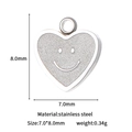 Pendente a forma di cuore in acciaio inossidabile opaco con motivo a faccina sorridente - Stile Mini Cuore Sorriso (GD1020) / Argento