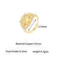 Detailed specs of gold ring setting with 6.3mm pearl slot and adjustable copper band - 14K Gold (D1797)
