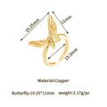 Golden brass hollow butterfly ring with zircon accents and 15.3mm inner diameter - 14K Gold (N-0138)