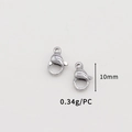 Detail view of 10mm stainless steel lobster clasp jewelry finding with 0.34g weight - Silver (10mm)