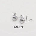 Detail view of 11mm stainless steel lobster clasp with 0.41g weight specifications - Silver (11mm)