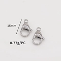 Macro detail of 15mm stainless steel lobster clasp jewelry finding weighing 0.77g - Silver (15mm)