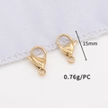 Detail showing 15mm golden stainless steel lobster clasp jewelry finding with weight info - Vacuum Gold (15mm)