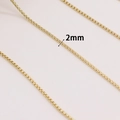 Detailed 2mm gold plated copper box chain necklace with high polish finish links - 14K Gold Box Chain (AL-592)