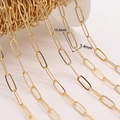14K gold plated oval paperclip chain for DIY jewelry making size 14.4mm by 5.4mm - 14.4x5.4 Style