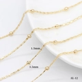 Macro view of 14k gold-plated ball chain with 1.5mm width and 3.5mm bead diameter - 1.5mm Chain Width 3.5mm Bead Diameter / Gold (AL-12)