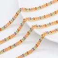 Punti smaltati colorati su catena cubana dorata per collane e bracciali fai-da-te - Multicolore (AL-451)