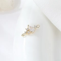 Macro view of gold-plated pendant connector with teardrop zircon for DIY jewelry making - Pear Shape Diamond Style (H-7294)