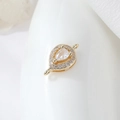 Detail of gold-plated pear-shaped connector with micro-pave cubic zirconia for DIY jewelry - Teardrop Style (H-10057)