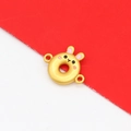 Macro-opname van matgouden konijnenkraal met roze details voor DIY sieraden maken - Roze Emaille Oor Donut Konijn (H-9760 Roze)