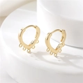 14K gold plated heart huggie earrings with five dangling loops for DIY jewelry making - Heart Huggie With Rings (D1598)