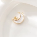14K gold plated crescent moon pendant with iridescent shell inlay for DIY jewelry making - Crescent Moon Style (cjmkc1699-2)