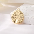 Luxury 14K gold plated coin pendant with a unique hammered texture and vintage finish - Vintage Hammered Irregular Style (H-10763)