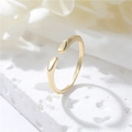 Anello aperto minimalista in argento S925 placcato oro 14K con raffinata trama martellata - Stile a Fascia Sottile Minimalista (D665)