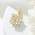 Ciondolo a cubo placcato oro 14K con pietre di zircone taglio baguette per collana - Stile Cubo (H-10786)