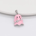 Pink ghost pendant with white pearls and 14k gold plated finish for DIY jewelry making - Palladium Pink (H-10727)