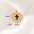 Nahaufnahme von Herzanhänger mit Spitzenrand, schwarzem Kreuz und Maßen von 25mm Höhe - Schwarzes Kreuz Spitzenkante Strass Herzanhänger (H-11668 Schwarz)