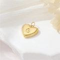 Gepolijste 14k gouden hartvormige hanger met reliëfletter G en vintage zonnestralen - Stijl G (H-10518)