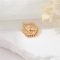Elegant gold hexagon initial K pendant with beaded edge on a minimalist white background - Gold Letter K (P24279-K)