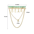 Detail showing gold brooch dimensions with emerald stones, Dear charms and mushroom pendant - DEAR Letter Tassel Style (XZ-53)