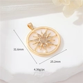 14K gold plated sun pendant with white shell and zircon inlay for DIY jewelry - Extra Large Radiant Sun Style (vip333)