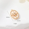Gold plated 14K brass starburst pendant with zircon stone inlay measuring 16.8mm - Oval Octagram Star Style (cbk252)