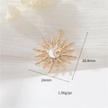 Gold plated 14K sun and moon charm with white shell and micro-pave zircons pendant - Gold Sun and Moon Motif (wx5997)