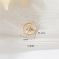 14K gold plated compass star pendant with zircon inlay and mop for DIY necklaces - Round Compass Connector (wx20894-1)