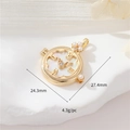 14k gold-filled pocket watch charm with white shell inlay and pearls, 24.3mm size - Vintage Pocket Watch Style (cbk877)