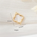 14k gold plated four-leaf clover pendant with white mother of pearl for DIY jewelry - Four-Leaf Clover Connector (vip232-1)